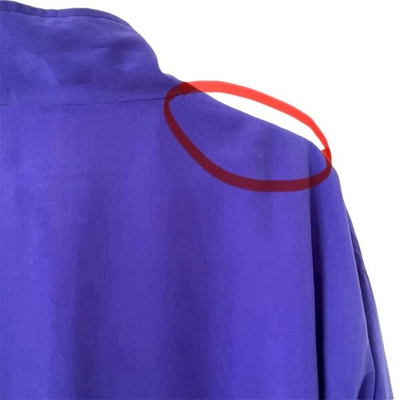 VTG 80s Women XL Windbreaker Jacket Full Zip Mock Neck Perfume Embroidery Purple - Picture 11 of 16
